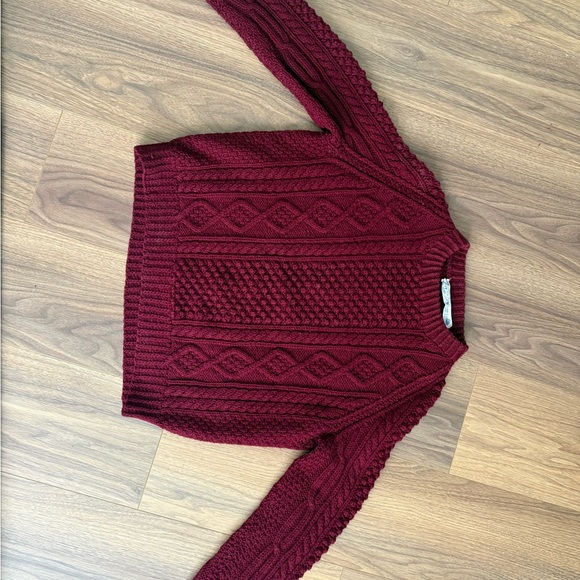 Vintage 70s Joseph F. Heron - Ardara Donegal Irish Handknit Wool Sweater Maroon - Picture 3 of 16